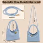 KaloKalo Small Woven Handbag Women Top-Handle Hobo Bag Purse Vegan Leather Luxurious Soft Casual Classic Fashion Shoulder Crossbody Bags Clutch with Gold Ball Clasp Gift for Her (Sky Blue)