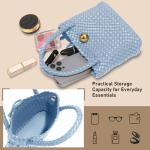 KaloKalo Small Woven Handbag Women Top-Handle Hobo Bag Purse Vegan Leather Luxurious Soft Casual Classic Fashion Shoulder Crossbody Bags Clutch with Gold Ball Clasp Gift for Her (Sky Blue)
