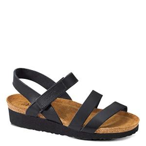 NAOT Kayla Women's Sandals – 3-Strap Support with Backstrap, Cork-Latex Footbed, Arch Support – Comfortable for All-Day Walking Black Matte Leather 10-10.5 N-M US