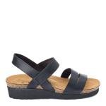 NAOT Kayla Women's Sandals – 3-Strap Support with Backstrap, Cork-Latex Footbed, Arch Support – Comfortable for All-Day Walking Black Matte Leather 10-10.5 N-M US
