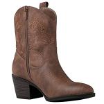 Camel Cowgirl Boots for Women with Chunky Heel