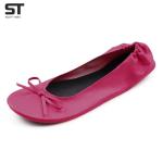 Silky Toes Foldable Flats for Women Purse Ballet Shoes Ballerina Slippers Magenta