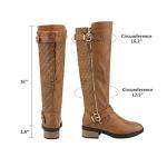 DREAM PAIRS Women's Knee-High Boots Comfortable Chunky Block Heel Round Toe Side Zipper Riding Fashion Buckles Biker Motorcycle Boots,Size 9,Camel,UTAH