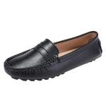 BEAUSEEN Black Penny Loafers for Women Size 7 Genuine Leather Women's Driving Loafers,7 US