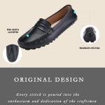 BEAUSEEN Black Penny Loafers for Women Size 7 Genuine Leather Women's Driving Loafers,7 US