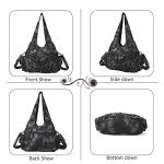 Angel Barcelo Purses and Handbags Women Tote Shoulder Top Handle Satchel Hobo Bags Fashion Washed Leather Purse Black Grey