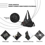 Angel Barcelo Purses and Handbags Women Tote Shoulder Top Handle Satchel Hobo Bags Fashion Washed Leather Purse Black Grey