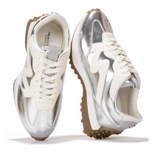 Project Cloud Trendy Sneakers for Women - Memory Foam and Non-Slip Comfortable Casual Ladies Shoes for Womens Fashion Sneakers - Lightweight Lace-up Shoes (LECCO, SILV, 7) Silver