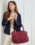 HESHE Soft Leather Handbags for Women Shoulder Handbags Tote Hobo Purses Satchel Bags Classic Women Purses Cross Body Bag (Wine)