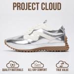Project Cloud Trendy Sneakers for Women - Memory Foam and Non-Slip Comfortable Casual Ladies Shoes for Womens Fashion Sneakers - Lightweight Lace-up Shoes (LECCO, SILV, 7) Silver