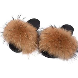 Valpeak Women's Fuzzy Fur Slide Sandals