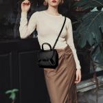 women's top-handle handbags,top handle bag,designer bags for women,luxury handbags,mini faux leather shoulder bag(Black)
