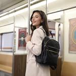 Kattee Genuine Leather Backpack Purse for Women Multi-functional Elegant Daypack Soft Leather Shoulder Bag Shopping Trip, Medium, Black