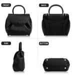 women's top-handle handbags,top handle bag,designer bags for women,luxury handbags,mini faux leather shoulder bag(Black)