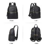 Kattee Genuine Leather Backpack Purse for Women Multi-functional Elegant Daypack Soft Leather Shoulder Bag Shopping Trip, Medium, Black