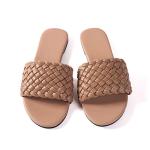 Women Flat Sandals Braided Nude Woven Leather Size 10 Dressy Summer Wedding Slides Comfort Handmade Weave Fashion (Weave Nude 2, 10)