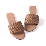 Women Flat Sandals Braided Nude Woven Leather Size 10 Dressy Summer Wedding Slides Comfort Handmade Weave Fashion (Weave Nude 2, 10)