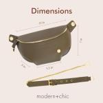 Belt Bag for Women - Catherine Vegan Leather Belt Bag by MODERN+CHIC, Luxury Crossbody Bag with Adjustable Chain Strap, Gold Hardware and Interior Pocket, Chest Bag for Fashion & Travel (Olive Green)