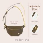 Belt Bag for Women - Catherine Vegan Leather Belt Bag by MODERN+CHIC, Luxury Crossbody Bag with Adjustable Chain Strap, Gold Hardware and Interior Pocket, Chest Bag for Fashion & Travel (Olive Green)