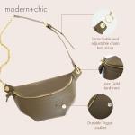 Belt Bag for Women - Catherine Vegan Leather Belt Bag by MODERN+CHIC, Luxury Crossbody Bag with Adjustable Chain Strap, Gold Hardware and Interior Pocket, Chest Bag for Fashion & Travel (Olive Green)