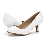 LUVLY Women’s White Low Heel Dress Pumps