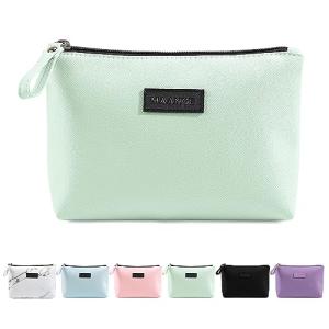Small Green PU Leather Makeup Bag with Zipper