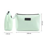 Small Green PU Leather Makeup Bag with Zipper