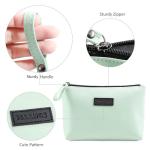 Small Green PU Leather Makeup Bag with Zipper