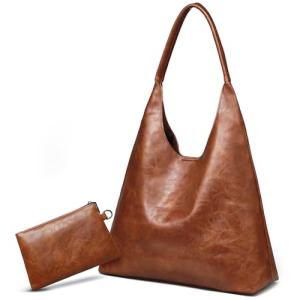 Retro Vegan Leather Slouchy Hobo Tote Bag