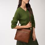Fossil Women's Fiona Leather Brown Crossbody Purse