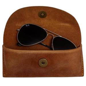 Genuine Leather Sunglasses Holder - Tan Eyeglasses Case