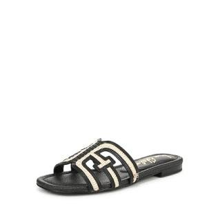 Sam Edelman Bay Flat Sandal in Linen/Black