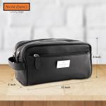 Black Leather Toiletry Bag - Stylish Travel Organizer