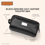 Black Leather Toiletry Bag - Stylish Travel Organizer