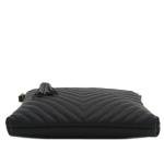 Chevron Quilted Crossbody Bag with Tassel (Black)