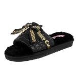 Juicy Couture Black Faux Fur Slide Sandals