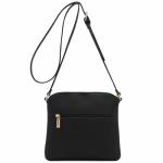 Chevron Quilted Crossbody Bag with Tassel (Black)