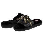 Juicy Couture Black Faux Fur Slide Sandals