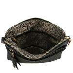 Chevron Quilted Crossbody Bag with Tassel (Black)