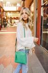 Chevron Quilted Crossbody Bag with Tassel (Black)