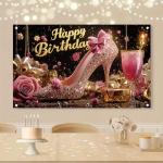 Pink Glitter High Heel Backdrop for Parties