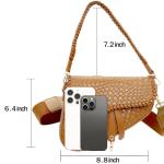 Stylish Khaki Woven Crocodile-Print Shoulder Bag