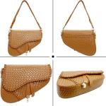 Stylish Khaki Woven Crocodile-Print Shoulder Bag