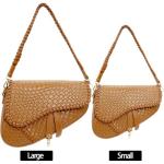 Stylish Khaki Woven Crocodile-Print Shoulder Bag