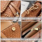 Stylish Khaki Woven Crocodile-Print Shoulder Bag