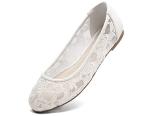 Greatonu Cut Out White Ballet Flats for Women