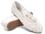 Greatonu Cut Out White Ballet Flats for Women