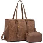 Elegant 17-Inch Maroon Laptop Tote Bag with Clutch