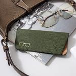 K Luxury Women's Eyeglass Case Leather Soft Holder Bag Pocket Slim Travel Pouch for Sunglass Glasses Readers Slip-In Eyewear Case for Women(Green)
