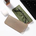 K Luxury Women's Eyeglass Case Leather Soft Holder Bag Pocket Slim Travel Pouch for Sunglass Glasses Readers Slip-In Eyewear Case for Women(Green)